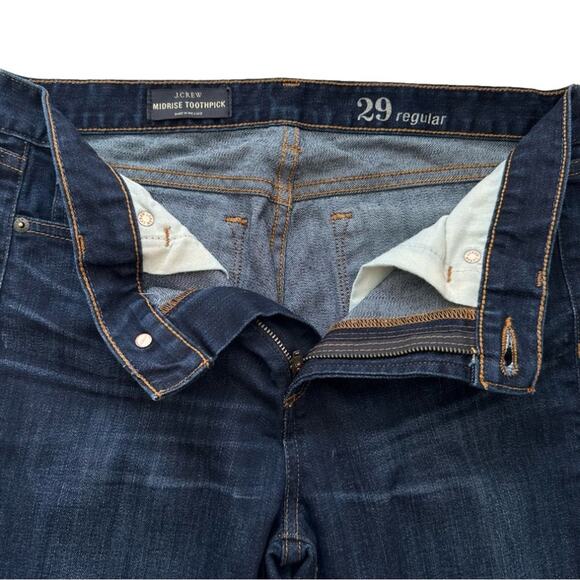J. Crew Jeans Dark Wash Mid Rise Toothpick Denim Jeans Size 29 - Picture 4 of 12